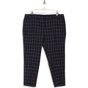Amanda And Chelsea Windowpane Ankle Pants In Navy/White, 18W